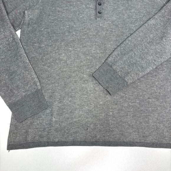 Vince Mens Wool Ribbed Knit Gray Henley Pullover Sweater XL - Picture 2 of 9